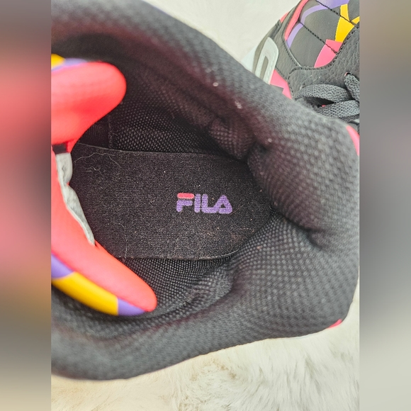 Fila Everge Men's Hightop Shoes Size‎ 4 Black Neon Multicolored Bright Colors - Picture 8 of 9